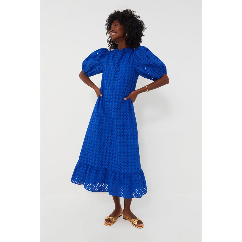 Tuckernuck Royal Blue Eyelet Midi Dress